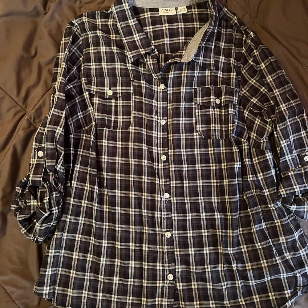 Cato 18/20 purple & black plaid button up